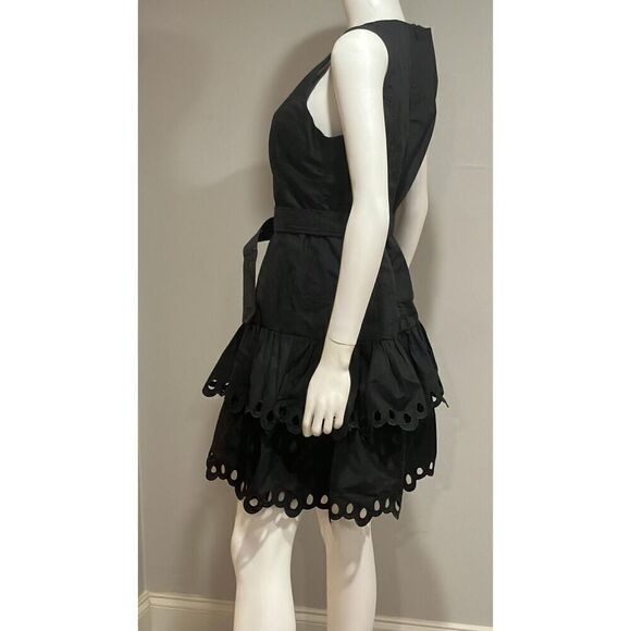 En Saison Black Crista Tiered Eyelet Mini Dress with Belt Size Large - Picture 8 of 11